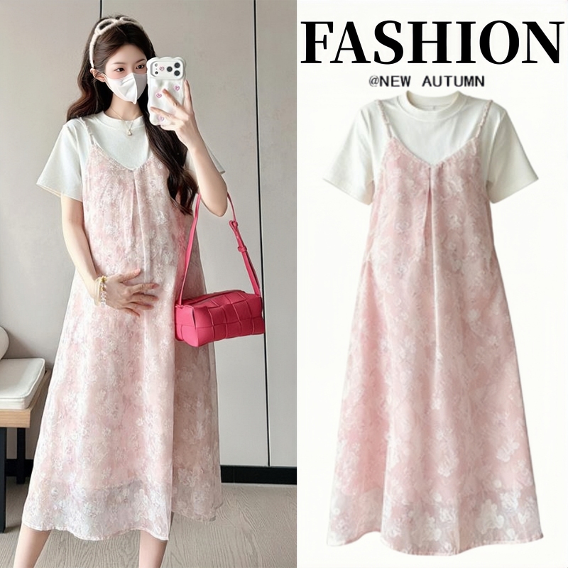 Maternity Dress 2026 New Fashion Patchwork Sweet Floral Skirt Pregnant Mom French Style Outfit Complete Set Trendy Maternity Dress 2026 New Fashion Patchwork Sweet Floral Skirt Pregnant Mom French Style Outfit Complete Set Trendy