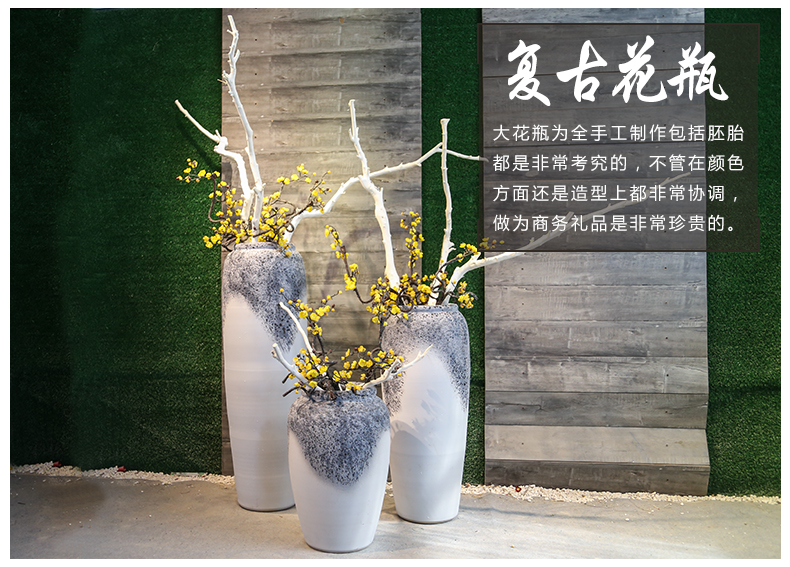 Restoring ancient ways of jingdezhen ceramic furnishing articles sitting room be born creative coarse pottery big vase crafts new Chinese style is contracted flower arrangement