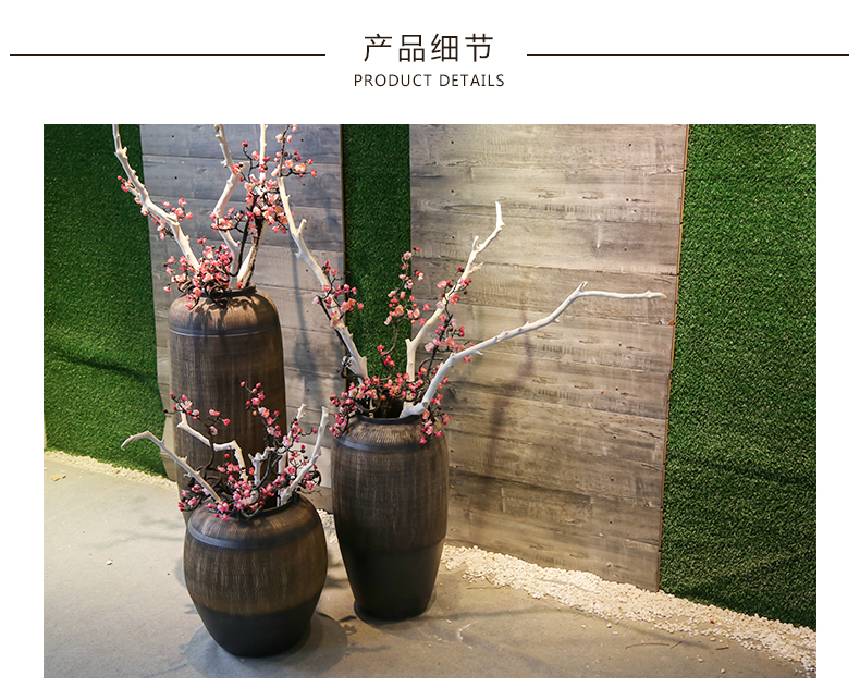 Coarse pottery restoring ancient ways is big flower implement hotel floor clay ceramic simulation flower vase sitting room adornment furnishing articles suit