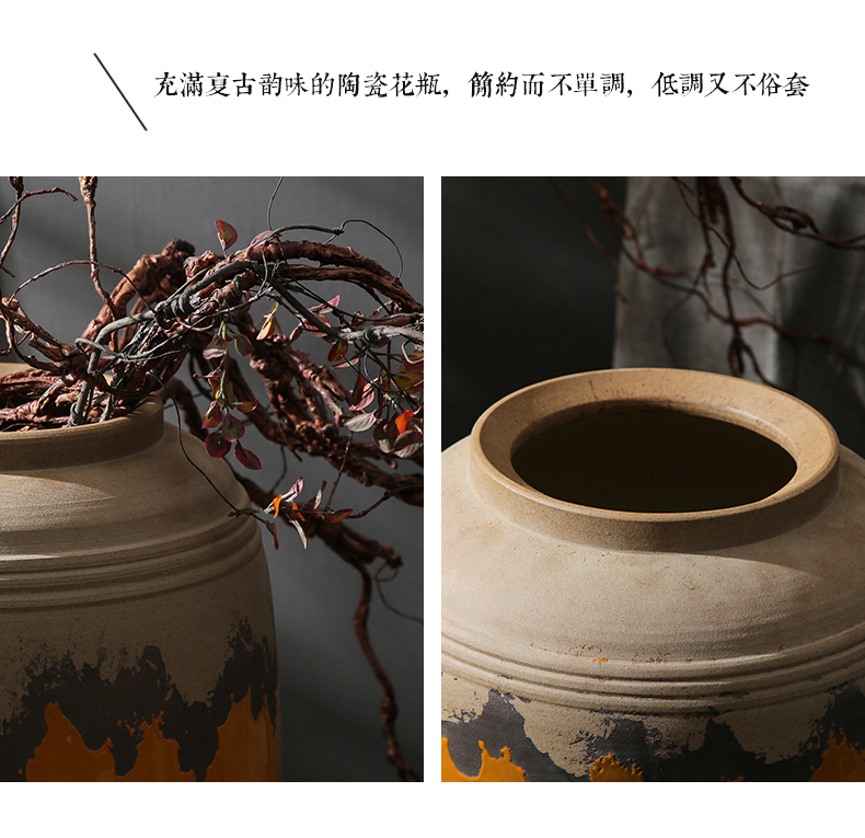 Jingdezhen retro nostalgia vase sitting room, dining - room mall coarse pottery flower flower arranging the be born ceramic decoration