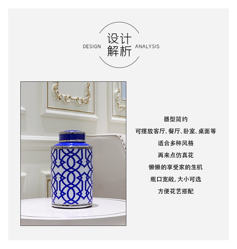 New Chinese style the general pot of furnishing articles light European - style key-2 luxury ceramic piggy bank vase decoration of TV ark, wine table flower receptacle