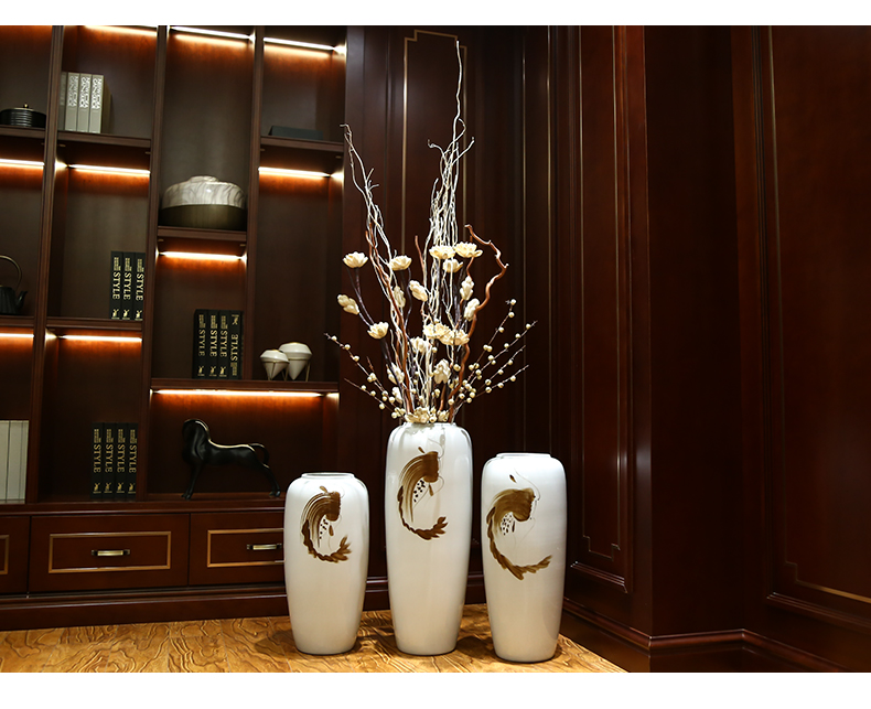 Jingdezhen ceramic simulation of large vase dried flowers of dry flower decoration in the sitting room porch decoration of the new Chinese style furnishing articles