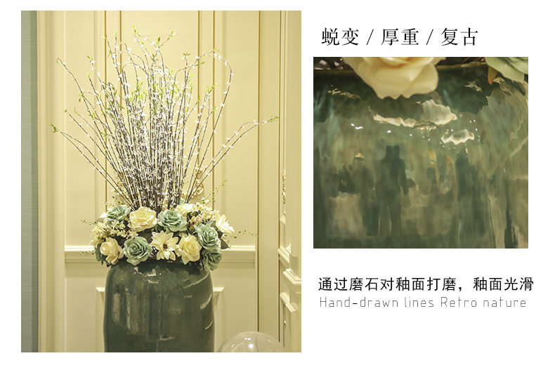 Jingdezhen ceramic landing big Chinese vase sitting room hotel club flower flower implement simulation floral arrangements furnishing articles