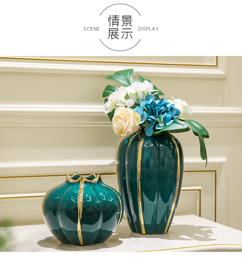 Light European - style key-2 luxury ceramic vase mesa place simulation flower flower, dried flower table, TV ark, household soft adornment