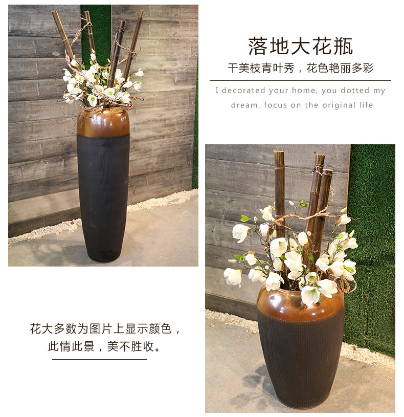 Jingdezhen coarse pottery restoring ancient ways of large pottery vase sitting room home furnishing articles ceramic flower arranging new Chinese style decoration