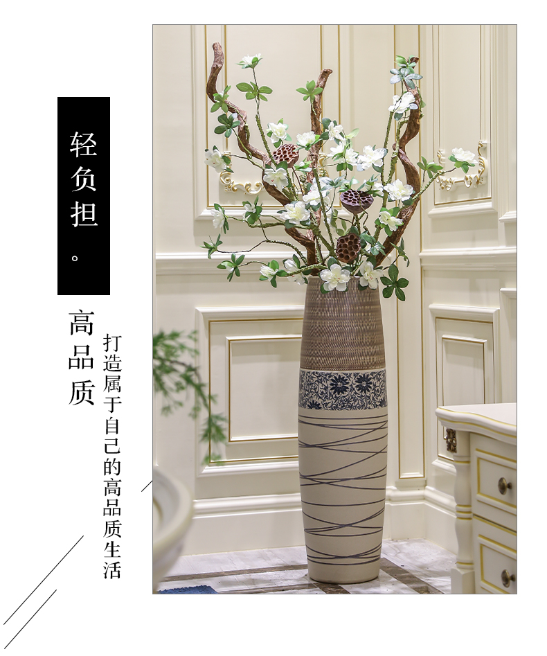 Jingdezhen ground vase large - sized ceramic furnishing articles I and contracted household adornment of new Chinese style porch high flower arranging