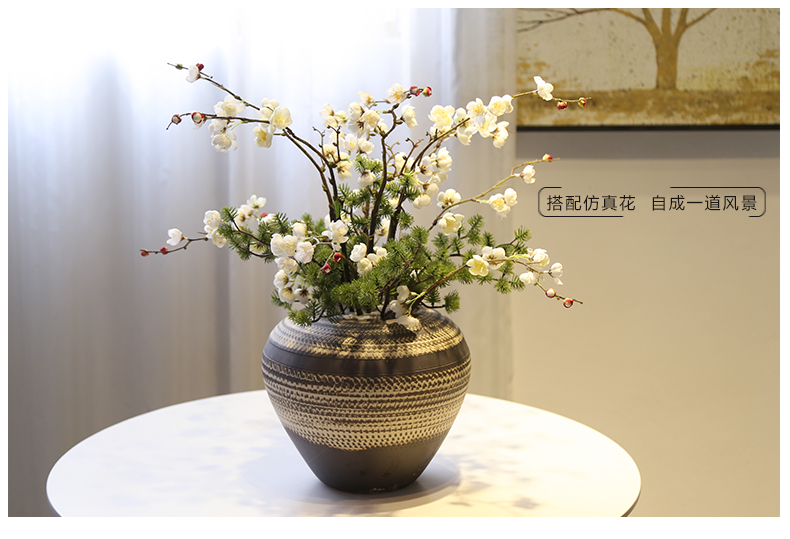 Mesa of jingdezhen coarse pottery vase dated decoration simulation flower flower flower, furnishing articles pottery sitting room decoration