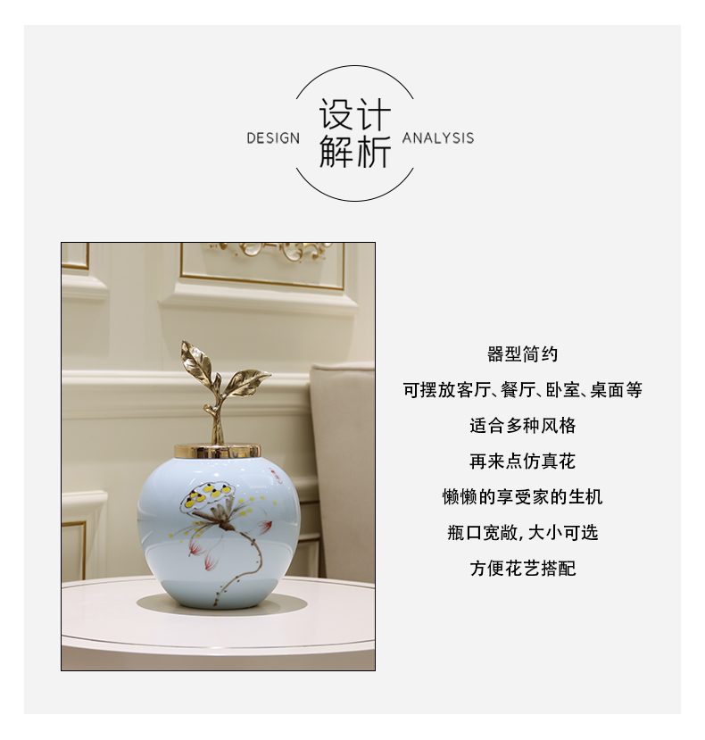 The new Chinese vase furnishing articles bronze sitting room simulation dried flowers flower arrangement ceramic table porch decoration home decoration