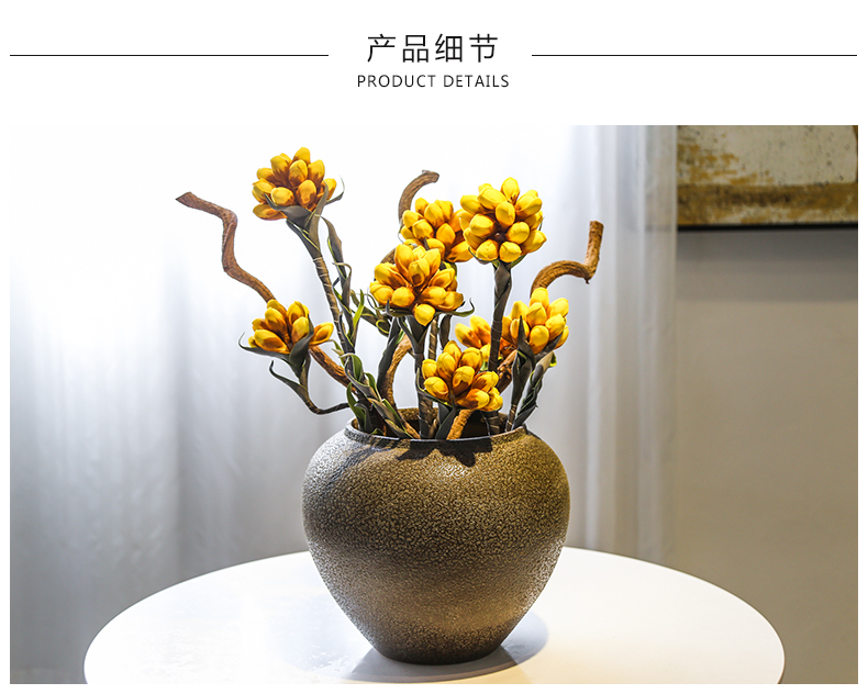 Jingdezhen coarse pottery mesa of the sitting room decorate vases, flower, flower implement simulation flower restoring ancient ways suit furnishing articles ceramic decoration