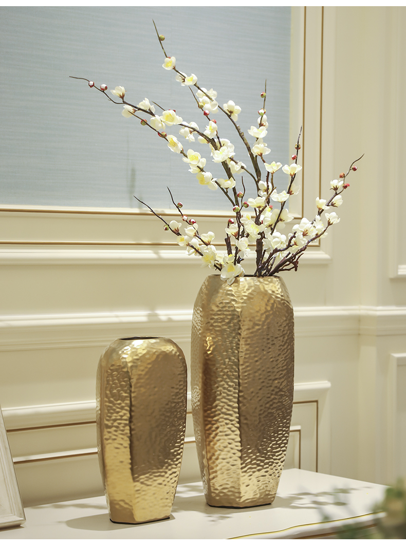 Nordic gold silver light key-2 luxury ceramic vase mesa furnishing articles contracted creative table flower decoration in the sitting room adornment