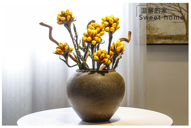 Jingdezhen coarse pottery mesa of the sitting room decorate vases, flower, flower implement simulation flower restoring ancient ways suit furnishing articles ceramic decoration