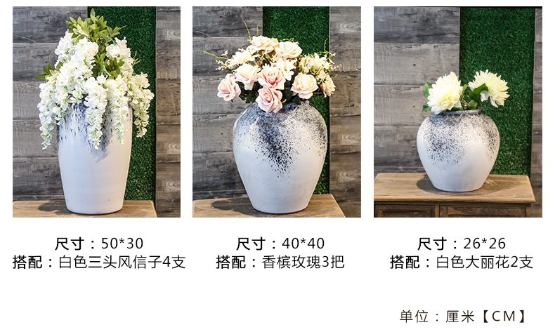 Jingdezhen coarse clay ceramic pottery vases, flower arranging is restoring ancient ways ceramic home sitting room decoration decoration floor furnishing articles