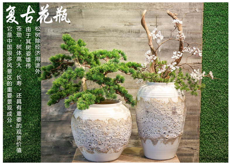 Jingdezhen manual coarse pottery vase mesa place simulation flower arrangement between villa hotel example sitting room decoration decoration