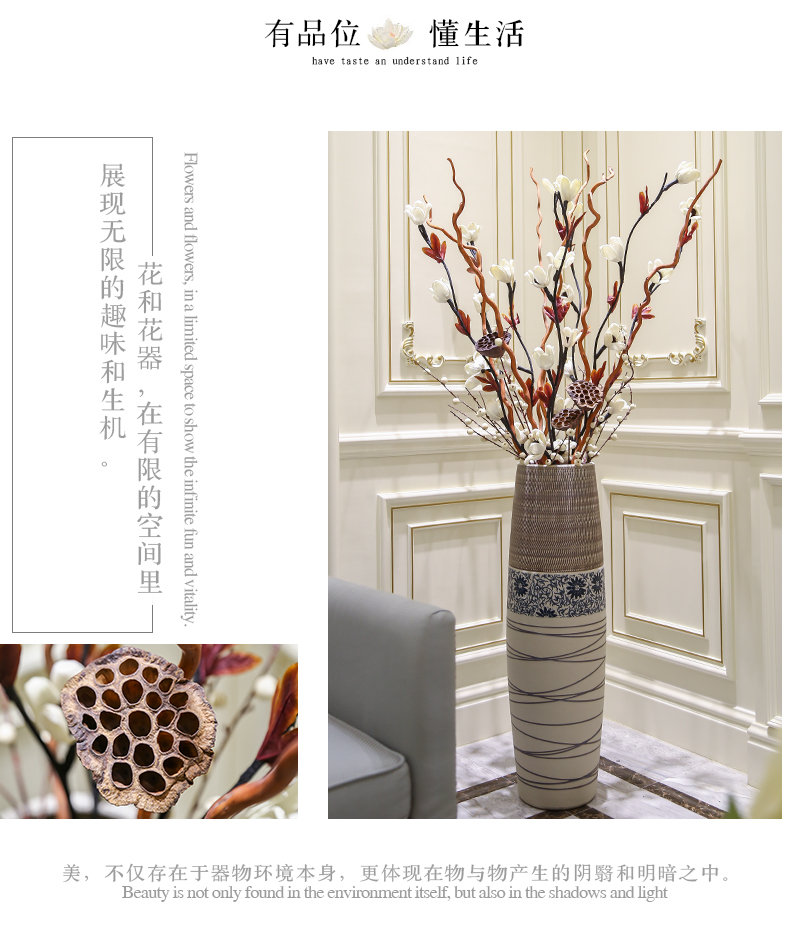 Jingdezhen ground vase large - sized ceramic furnishing articles I and contracted household adornment of new Chinese style porch high flower arranging