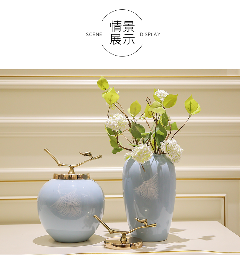 Jingdezhen contracted creative mesa ceramic vase simulation flower adornment furnishing articles receptacle TV ark, hydroponic flowers