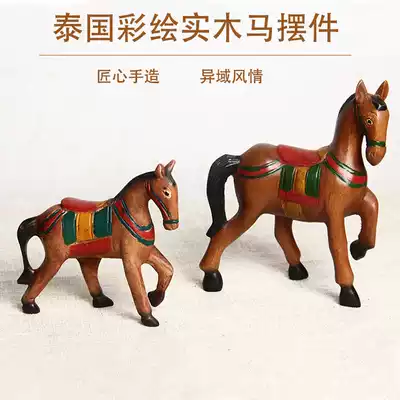 Southeast Asia craft decoration handmade trojan horse decoration solid wood carving horse to success desktop entrance decoration