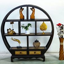 Southeast Asian style decorative cabinet porch cabinet Thai bookcase wine rack decoration round bamboo cabinet display cabinet shoe cabinet