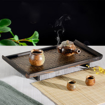 Thai Crafts Teng Retro Tea Plate Living Room Solid Wood Fruit Plate Decoration Ornaments Bamboo Tan Tan Tan