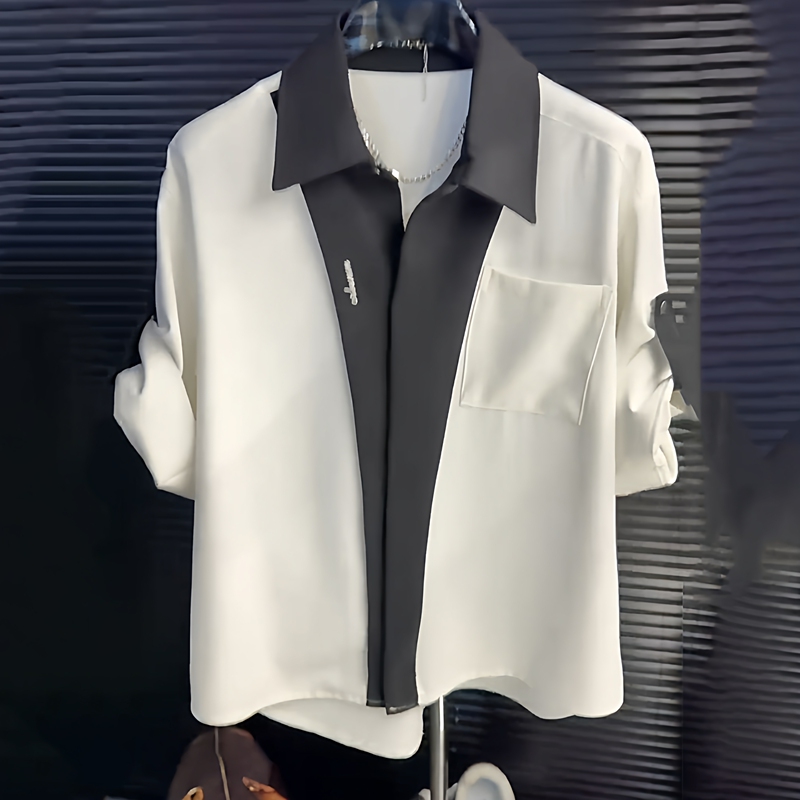 Contrast Color High-End Short-Sleeved Shirt for Men 2026 Spring and Summer New Fashion Trendy Lapel Casual Versatile Shirt