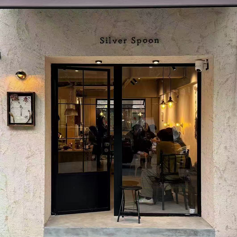 French-Style Vintage Wrought Iron Glass Door for Shops, Malls, and Stores, Stainless Steel Double-Door for Milk Tea and Clothing Stores French-Style Vintage Wrought Iron Glass Door for Shops, Malls, and Stores, Stainless Steel Double-Door for Milk Tea and Clothing Stores