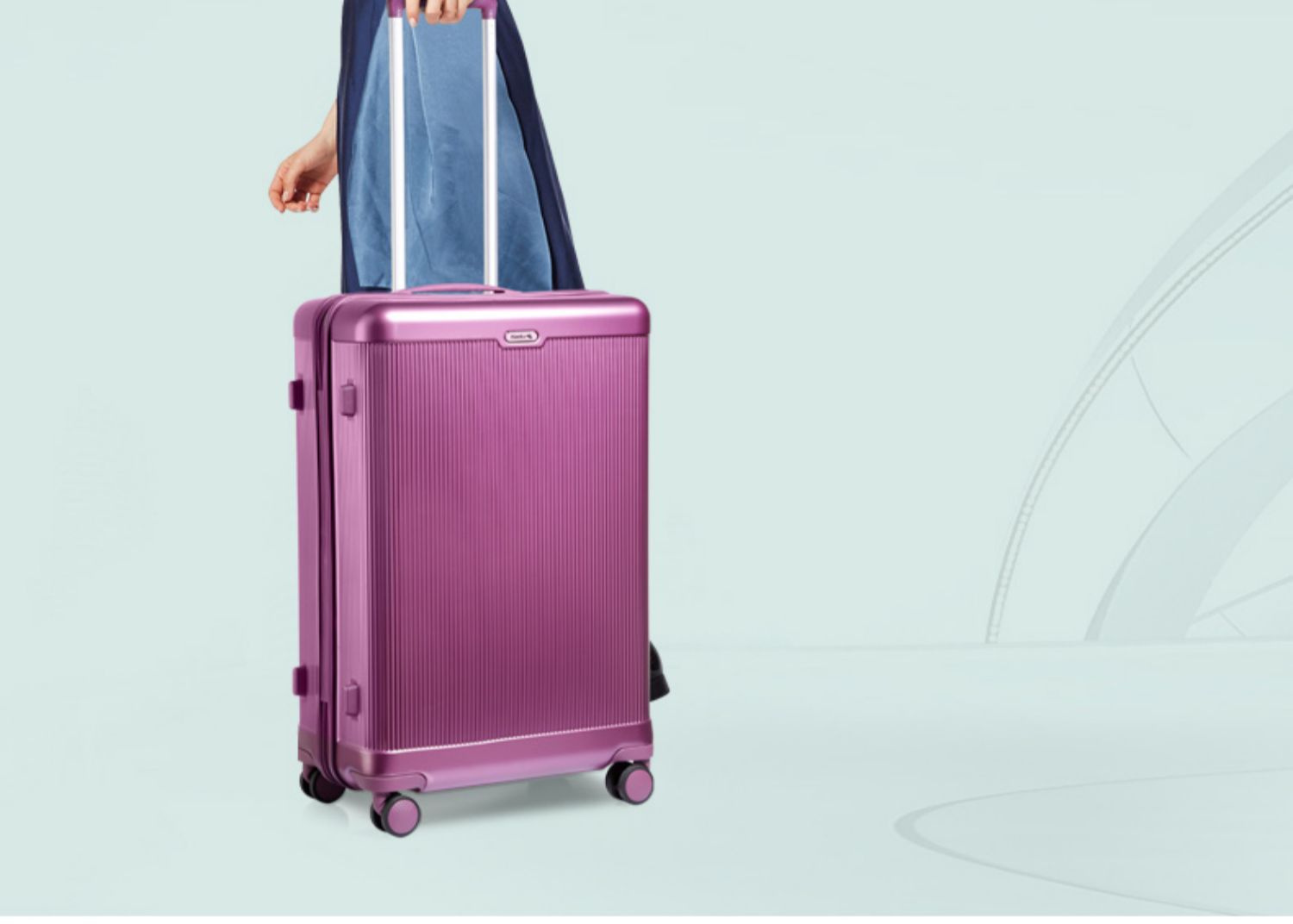 Hanke xe đẩy trường hợp thời trang sọc vali phổ bánh xe nữ mật khẩu vali 20 inch khung lên máy bay màu tím 24 inch - Va li vali nữ đẹp