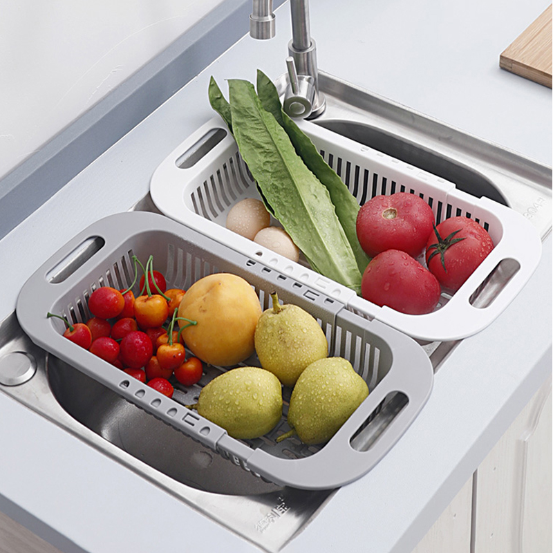 Retractable sink drain basket kitchen artifact washing fruit and vegetable storage basket plastic washing basin storage basket