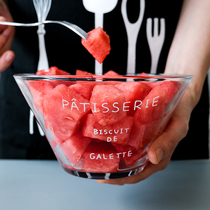 Japanese fruit salad bowl household glass bowl dessert bowl transparent large breakfast bowl oatmeal bowl large capacity soup bowl