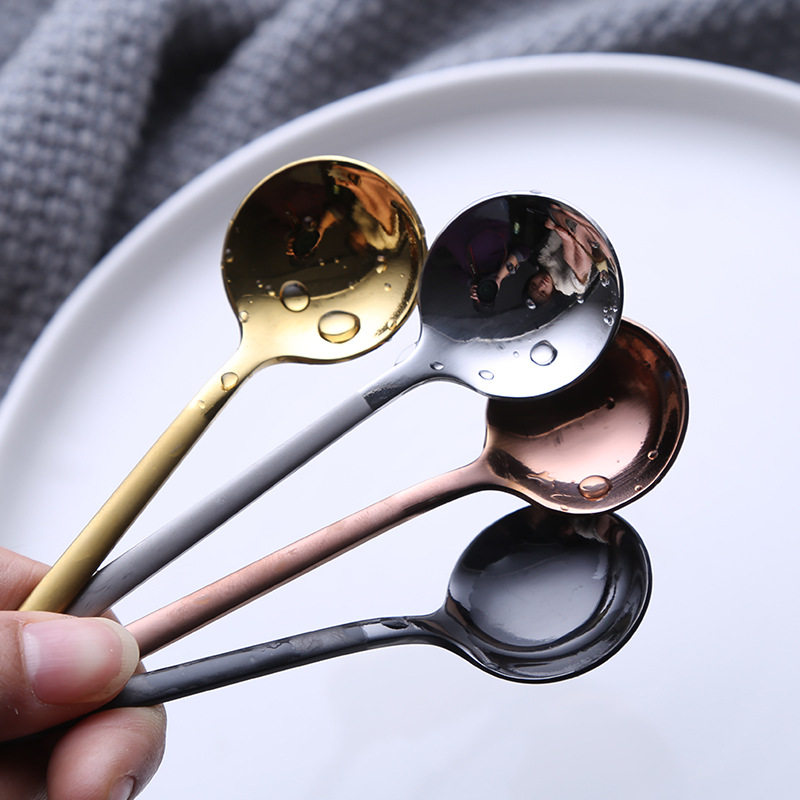 Day Style 304 Stainless Steel Retro Coffee Spoon Long Handle Creative Stirring Spoon Coffee Spoon Small Spoon Dessert Small Tablespoon