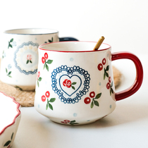 Creative Day Style Ceramic Mark Cup Home Retro Water Cup Breakfast Milk Cup Coffee Cup Office Cup Office Cup