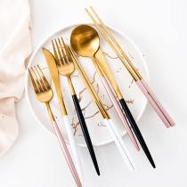 304 stainless steel knife fork spoon chopstick suit Western dining steak knife fork European-style small lavish sweet food spoon Home cutlery
