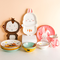 Cute Cartoon Children Cutlery Cutlery Baby Eating Bowl Accessories Bowl Toddler Trays Toddler Breakfast Bowls ceramic Bowl Tray Suit