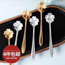 Flower stainless steel baby spoon long handle spoon ice cream spoon coffee milk spoon mixing spoon dessert spoon