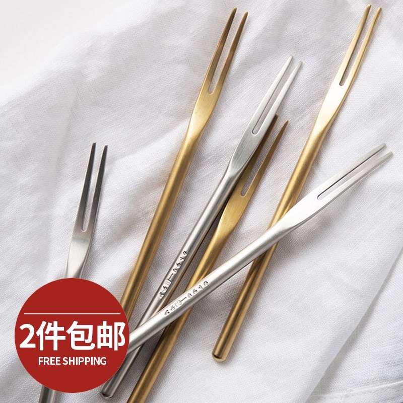 ins Nordic style 304 stainless steel fruit fork European small luxury moon cake small fork Dessert fork Cake snack fork