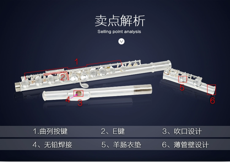 Chơi sáo cấp 16 lỗ E phím mạ bạc Sáo 16 lỗ sáo 16 phím sáo Nhạc cụ sáo - Nhạc cụ phương Tây
