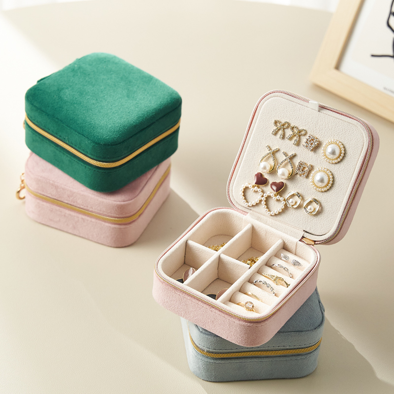 Jewelry Jewelry Box Small Portable Upscale Refined New Ear Nail Ear Accessories Necklace Ring Ornament Containing Box Gold-Taobao