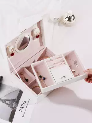 Meisi jewelry box with lock European princess Korean hand jewelry storage box Wooden earrings jewelry box female