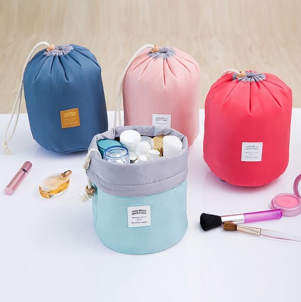 Cylinder Large Capacity Waterproof Folding Drawing Rope Bunch Pocket Multifunction Travel Cashier Bag Tourist Portable Makeup Bag
