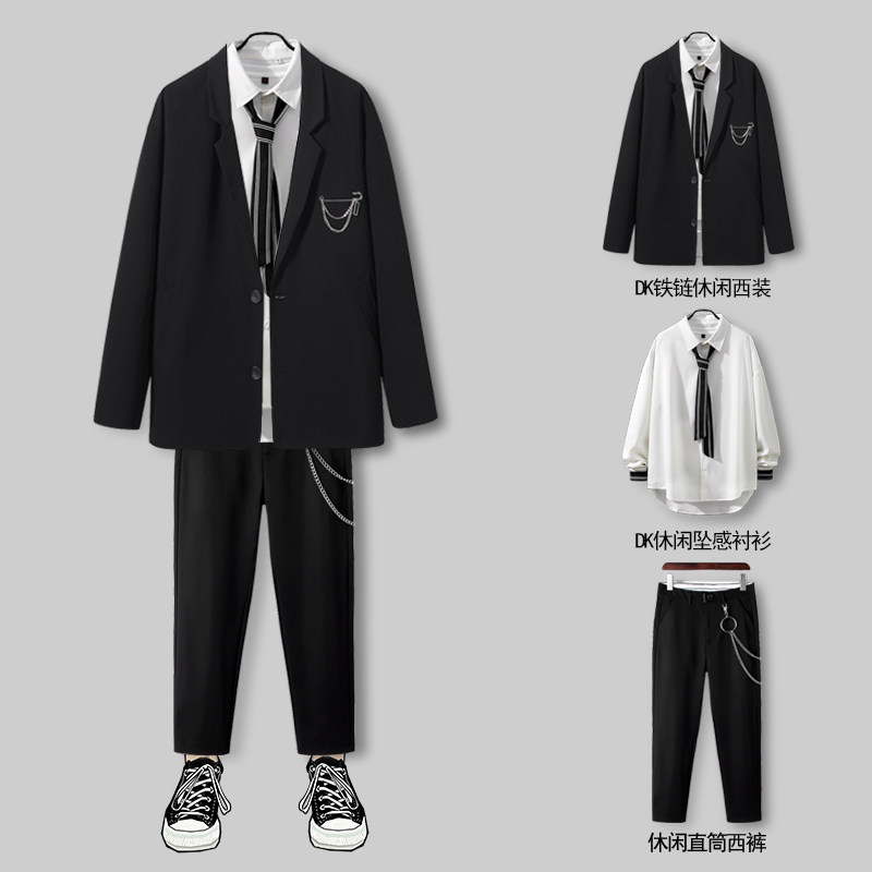 Loose spring and autumn dk men's Yappie handsome set jk uniform fried street blazer trend fall feeling suit suit