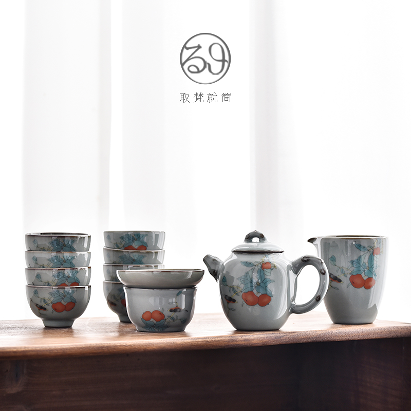Gongfu tea with small set of tea tea suit Jingdezhen Ceramic home office Guest Teapot Tea Tea God Instrumental Gift Box