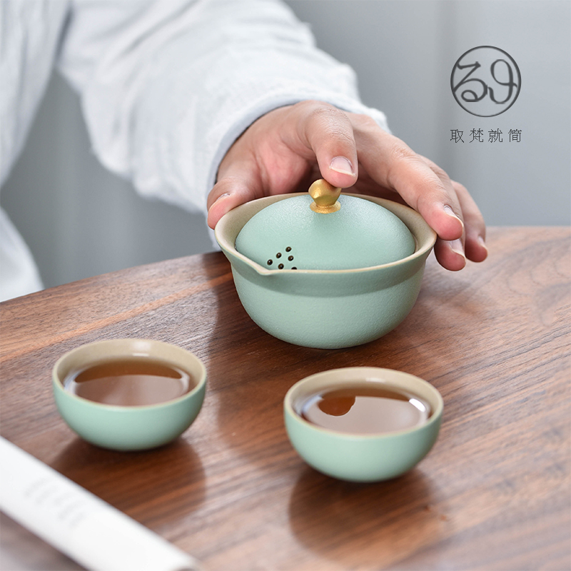 Japanese-style fast customer cup one pot two cups complete set of Jingdezhen ceramic kung fu tea set modern ladies office gift box
