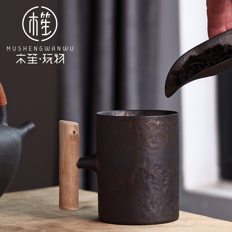Wood Sheng Personality Creative Mark Cup Home Retro Drinking Water Cup Day Style Brief no cover with coffee ceramic mug