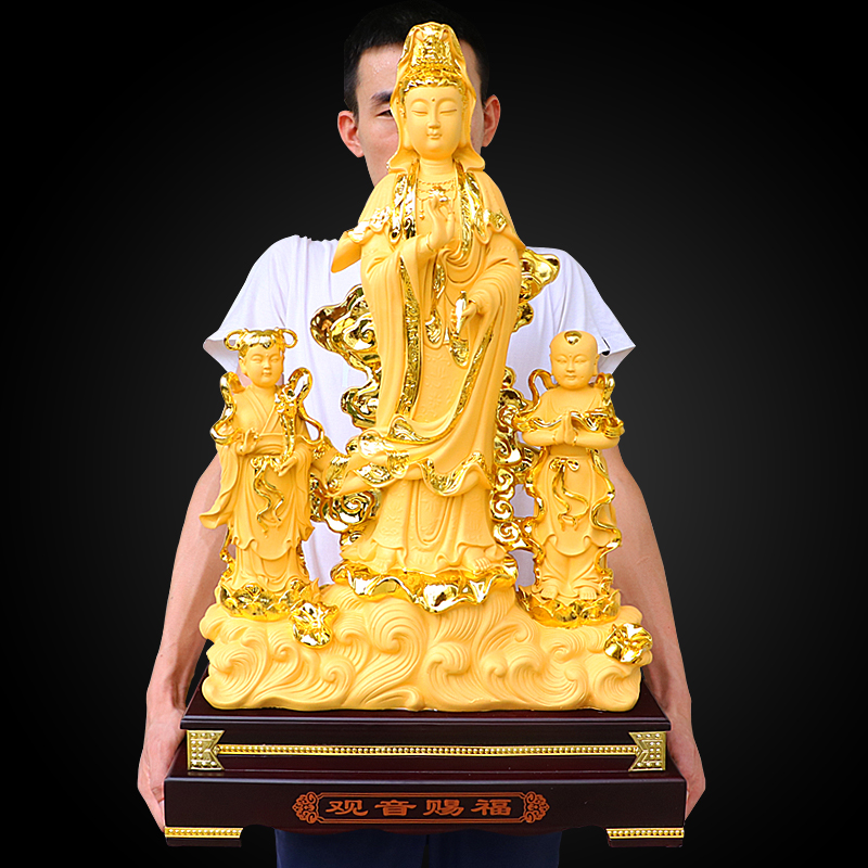 Guanshiyin ornaments, Bodhisattva Buddha statues, Fortune, Feng Shui, Golden Boy, Jade female temple, houseware, housewaving, opening gifts