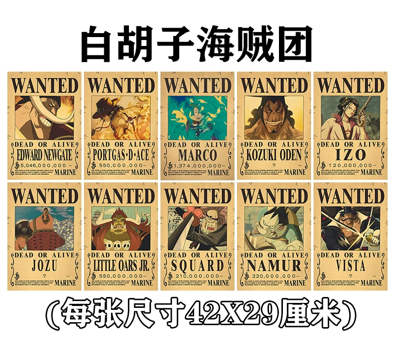 Премиум-ордер на вознаграждение One Piece за ретро-кожаную бумагу Никки 3 миллиарда плакат аниме, настенная композиция картины
