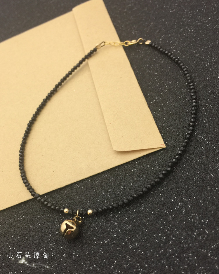 哆 Dream Một chiếc Dream 14K Gói Vàng Chuông nhỏ màu đen tự nhiên Spinel siêu Flash Chuỗi tay và chân lắc chân bạc pnj