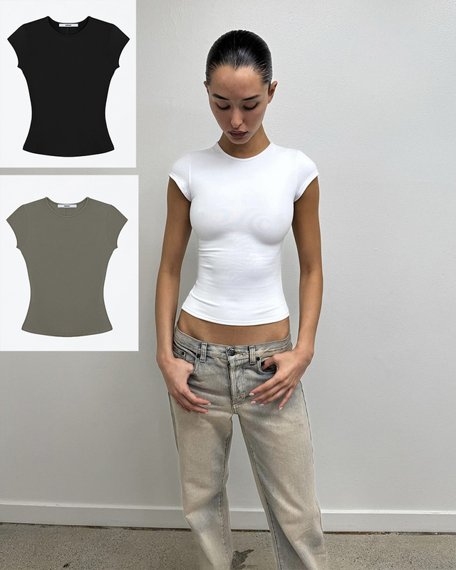 Air's New Waist-Cinching Elastic Tight-Fitting Short-Sleeved Top Is Very Suitable for Fitness