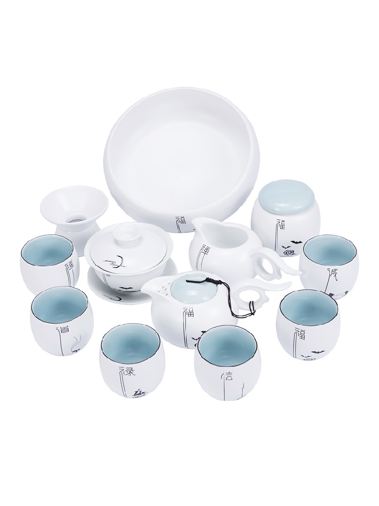 Inferior smooth kunfu tea tea set household contracted and easy of a complete set of ceramic cups in receive a visitor the modern office tureen