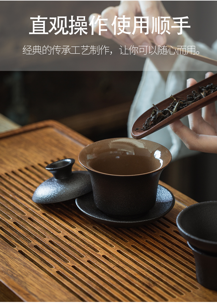 Tea sets of household ceramic kung fu Tea set Japanese restoring ancient ways of dry Tea Tea tray was coarse ceramic Tea set bamboo cups