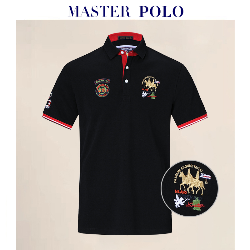 American Paul POLO shirt half sleeve summer golf short sleeve T-shirt male middle-aged business with a collar pure color shirt 