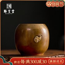 Zhenbaotang pure copper snail cover silver pot copper pot cover handmade ginkgo leaf pot cover rack kung fu tea set accessories