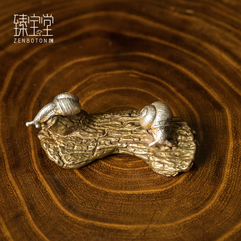 Zhen Bao Tang Tea Shelving Pure Silver Handmade Tea Spoon Rack Leaf Shape Small Swing Piece Kung Fu Tea Tea Darling Red Copper Accessories Tea Pillow